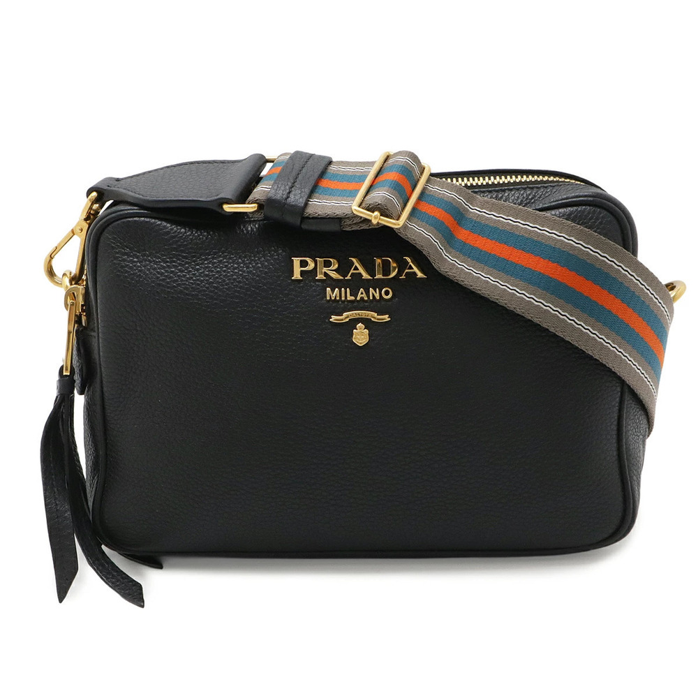 Prada Vitello Daino Crossbody Bag Clutch Leather NERO Black